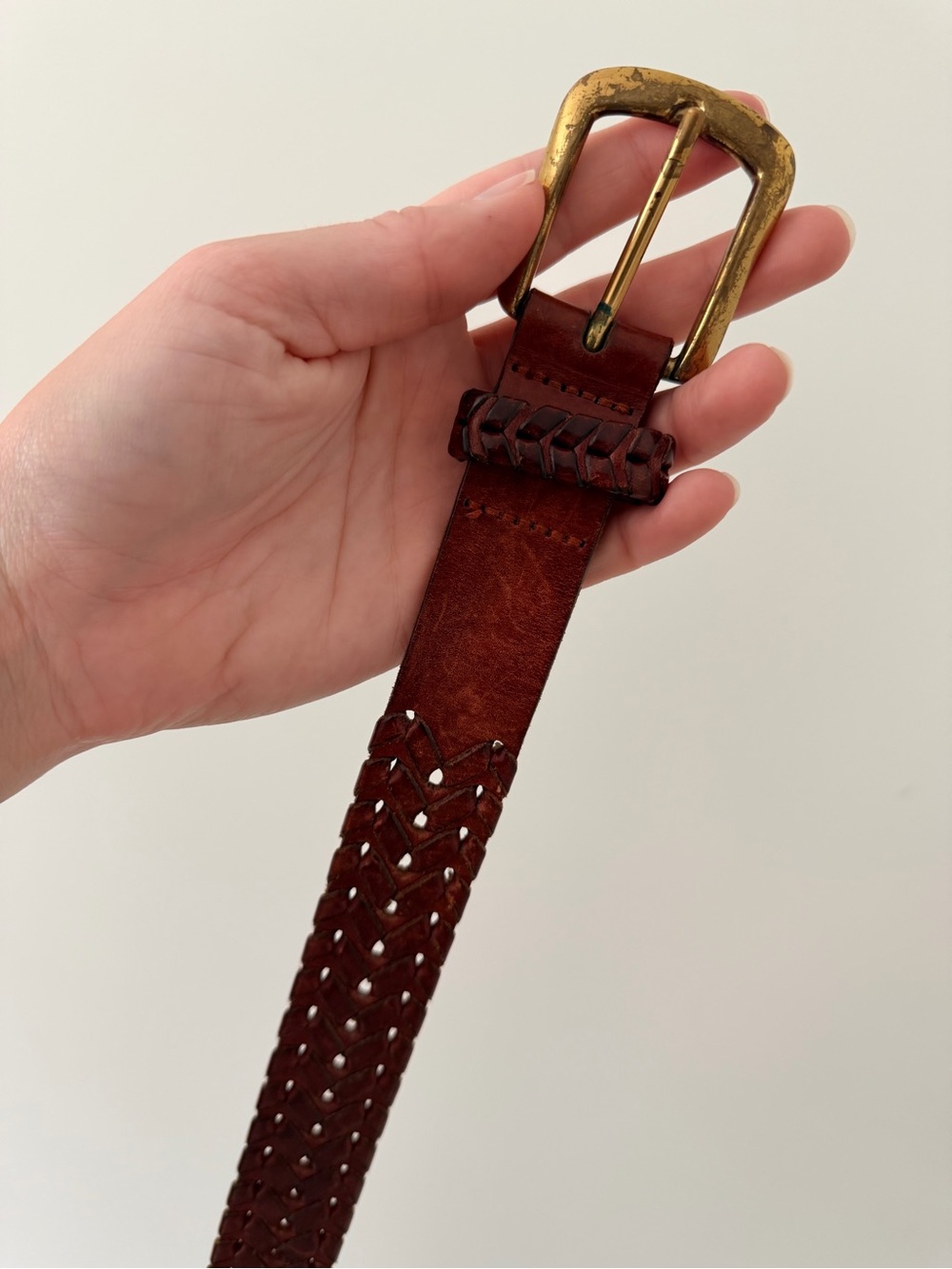 Vintage Woven Brown Leather Belt - Picture 5 of 6